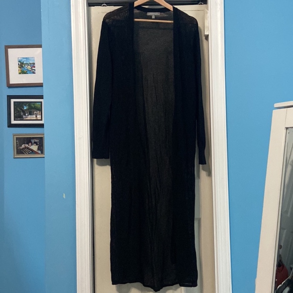 NM Long Black Open Cardigan